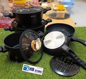 Chef's Pro Non-Stick Granite Cookware Set (10 Pcs)